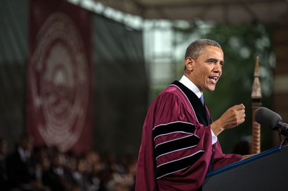 President Barack Obama delivers remarks during the commencement ceremony at Morehouse College in Atlanta, Ga., May 19, 2013. (Official White House Photo by Pete Souza)