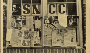 Front window of a SNCC field office in the South, picture taken from "The Story of Snick: From 'Freedom High' to 'Black Power'" by Gene Roberts, New York Times Magazine, September 25, 1966
